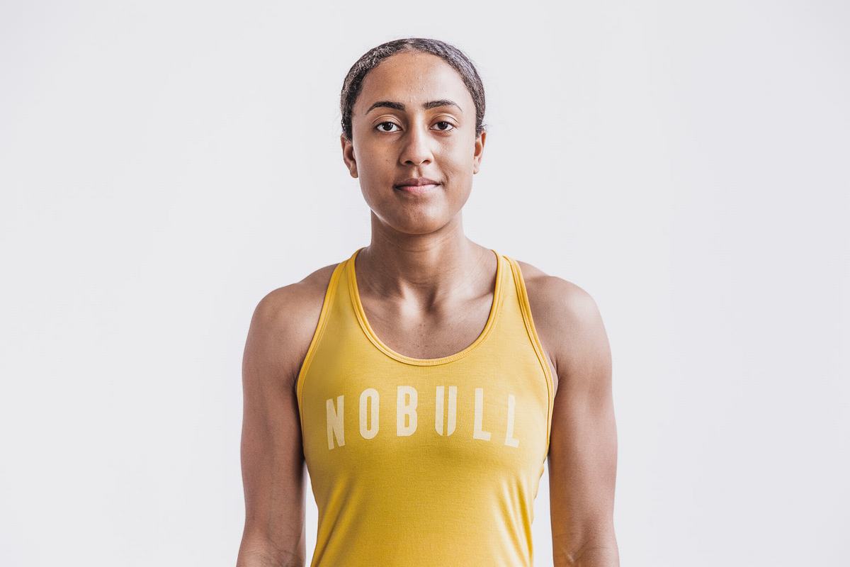 Nobull Racerback Women\'s Tank Tops Yellow | Australia (YU8420)